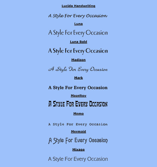 Available Fonts